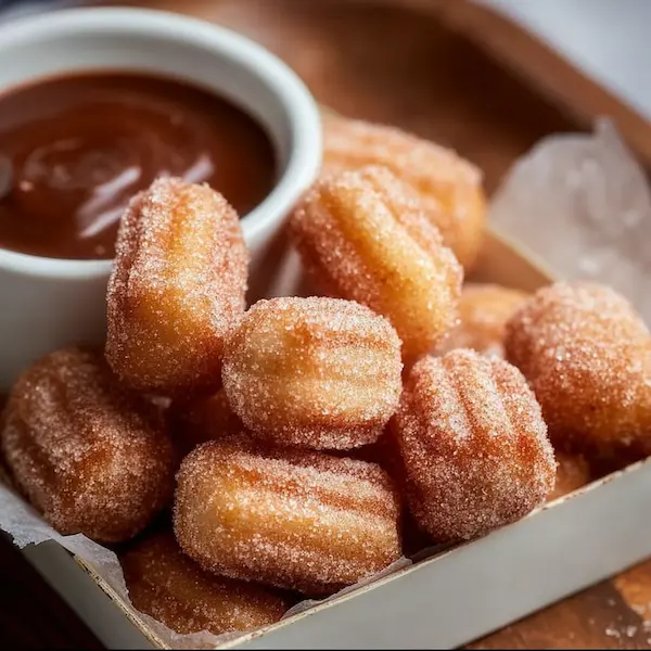 Serving of kid-friendly air fryer churro bites with cinnamon sugar