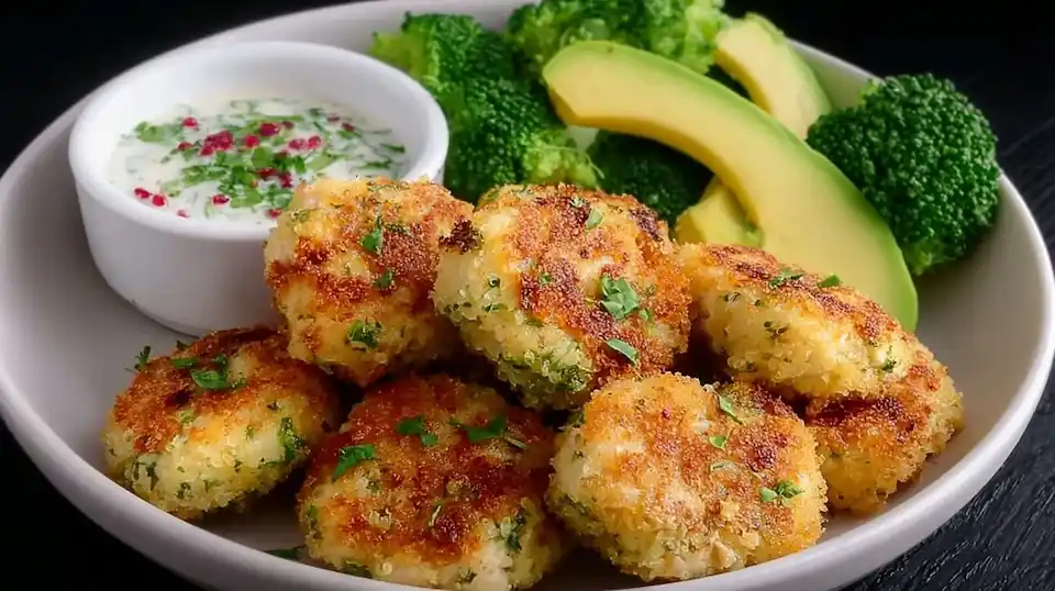 Chicken and broccoli nuggets baked golden for family dinner