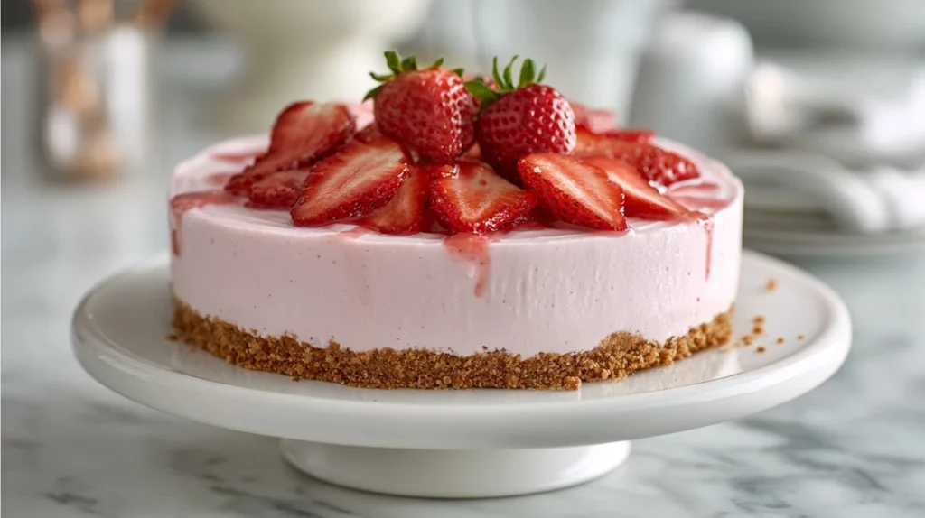 No Bake Strawberry Cheesecake for Easy Family Desserts serving